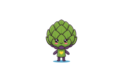 Cute artichoke character with heart on shirt happy and smili Product Image 1