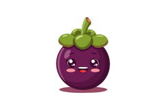 Mangosteen fruit with kawaii face vector illustration cute p Product Image 1