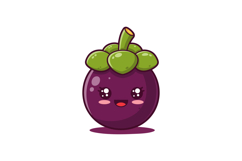 Mangosteen fruit kawaii style cute purple and green vector i Product Image 1