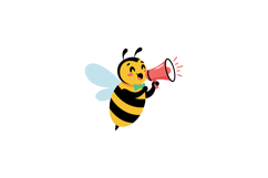 Bee holding red megaphone announcing message cartoon vector Product Image 1