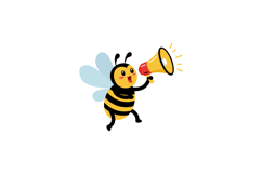Cute bee holding megaphone cartoon vector illustration with Product Image 1
