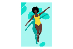 Woman Relaxing Floating in Swimming Pool with Yellow Swimsui Product Image 1