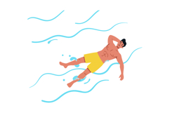 Man Floating Relaxed in Water Wearing Yellow Shorts Summer L Product Image 1