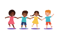 Diverse Children Holding Hands Playing Together in Colorful Product Image 1