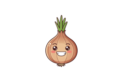 Smiling Onion Cartoon Character Vector Illustration with Gre Product Image 1