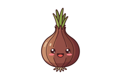 Kawaii style happy onion vegetable character with green leav Product Image 1
