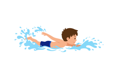 Boy Swimming Freestyle Stroke with Splashing Water and Blue Product Image 1