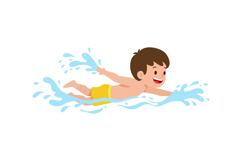 Boy swimming in water splashes playful summer activity vecto Product Image 1