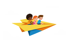 Children Flying on Paper Airplane Vector Illustration with D Product Image 1