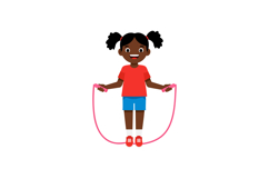 Girl Jumping Rope Wearing Red Shirt and Blue Shorts Vector I Product Image 1