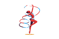 Rhythmic gymnast performing with ribbon in dynamic dance pos Product Image 1
