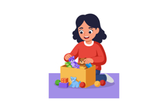 Child playing with colorful teddy bears and toys in cozy ind Product Image 1