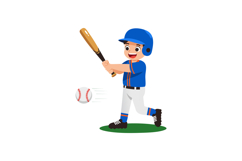 Young boy hitting baseball with bat in blue uniform vector i Product Image 1