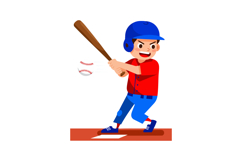 Young baseball player hitting ball in blue helmet and red un Product Image 1