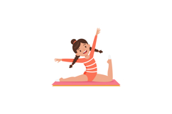 Girl doing yoga stretching exercise on mat indoors healthy l Product Image 1