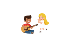 Children enjoying music with boy playing guitar and girl cla Product Image 1