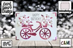 Birthday card | Card Insert | Birthday | Flowers Bike | SVG Product Image 1