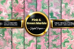 Pink and Green Marble Digital Papers, Marble Pattern Product Image 1