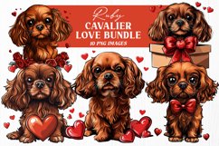 Ruby Cavalier Love Bundle - Romantic Dog Valentine PNG Art Product Image 1