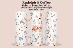 rudolph coffee skinny tumbler sublimation wrap with high resolution 300 DPI and transparant background perfect for 20oz and 30oz skinny tumbler