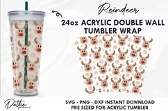 Rudolph Reindeer Starbucks 24oz Acrylic Tumbler Cup Wrap SVG Product Image 1