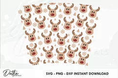 Rudolph Reindeer Starbucks 24oz Acrylic Tumbler Cup Wrap SVG Product Image 2