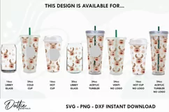 Rudolph Reindeer Starbucks 24oz Acrylic Tumbler Cup Wrap SVG Product Image 3