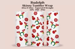 Rudolph reindeer christmas skinny tumbler sublimation wrap with high resolution 300 DPI and transparant background perfect 20oz 30oz skinny tumbler