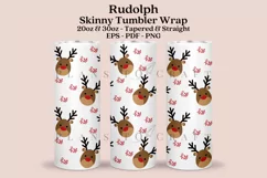 Rudolph reindeer christmas skinny tumbler sublimation wrap with high resolution 300 DPI and transparant background perfect 20oz 30oz skinny tumbler