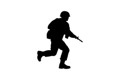 Running Soldier Silhouette Illustration Design Product Image 1