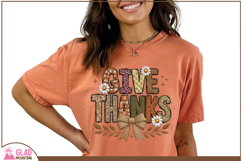 Give Thanks Boho faux embroidery png, Thanksgiving Fall png Product Image 4