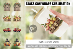 Glass Can Rustic Autumn Charm Product Image 1