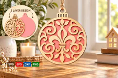 Rustic Blush Filigree Christmas Ornament Product Image 2