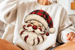 Rustic Buffalo Plaid Santa Claus PNG Product Image 3