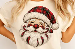 Rustic Buffalo Plaid Santa Claus PNG Product Image 4