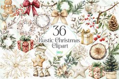 Rustic Christmas Clipart Sublimation Product Image 1