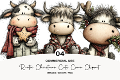 Rustic Christmas Cute Cows Clipart Product Image 1