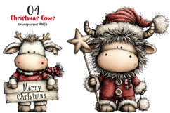 Rustic Christmas Cute Cows Clipart Product Image 1