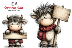 Rustic Christmas Cute Cows Clipart Product Image 1