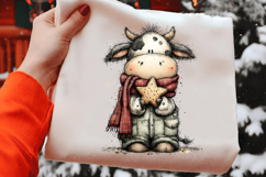 Rustic Christmas Cute Cows Clipart Product Image 2