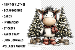 Rustic Christmas Cute Cows Clipart Product Image 2