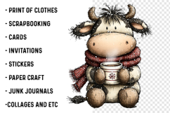 Rustic Christmas Cute Cows Clipart Product Image 2