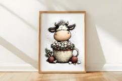 Rustic Christmas Cute Cows Clipart Product Image 3