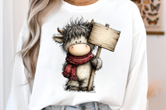 Rustic Christmas Cute Cows Clipart Product Image 3