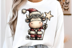 Rustic Christmas Cute Cows Clipart Product Image 3