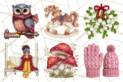 Cottagecore Christmas Clip Art, Cozy Woodland Holiday PNG Product Image 2