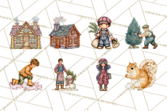 Cottagecore Christmas Clip Art, Cozy Woodland Holiday PNG Product Image 6