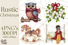 Cottagecore Christmas Clip Art, Cozy Woodland Holiday PNG Product Image 1