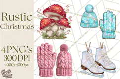 Cottagecore Christmas Clip Art, Cozy Woodland Holiday PNG Product Image 1