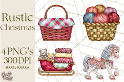 Cottagecore Christmas Clip Art, Cozy Woodland Holiday PNG Product Image 1